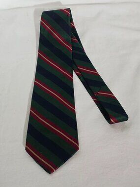 Paco Rabanne Paris 100% Silk Necktie - Green Blue Red Gold Striped